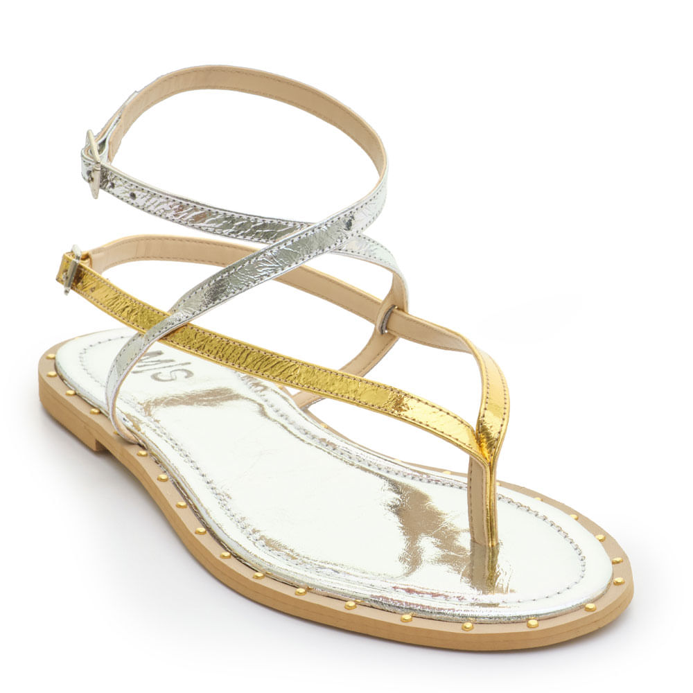 sandalia rasteira cristal prata ouro m|s-2